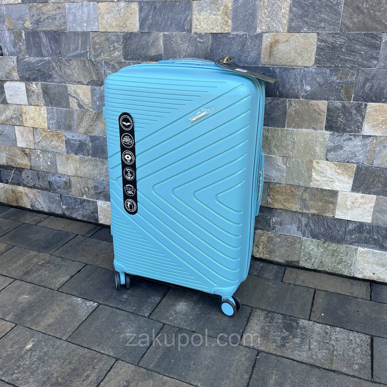 Валіза дорожня велика з поліпропілену Wings DQ181-05 L Блакитний (Macaron blue)