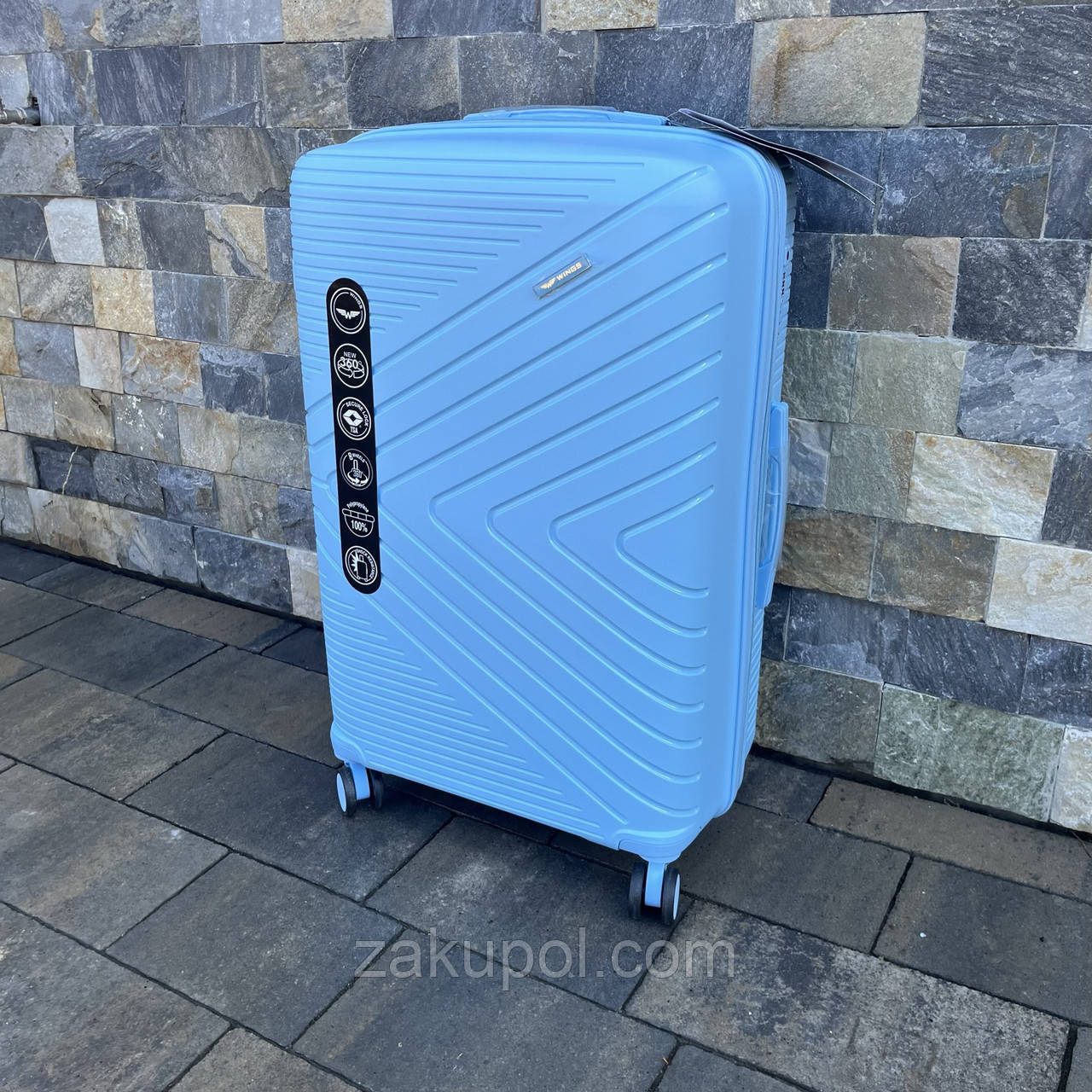 Валіза дорожня велика з поліпропілену Wings DQ181-05 L Світло-синій (Light blue), фото 1