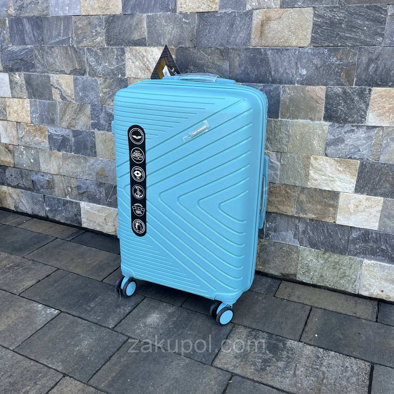 Валіза дорожня середня з поліпропілену Wings DQ181-05 M Блакитний (Macaron blue)