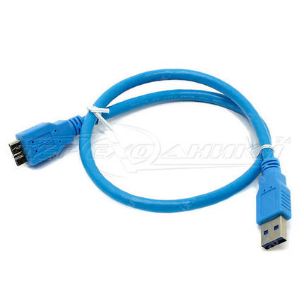 Кабель USB 3.0 AM to micro BM, 0.5 м, синій, фото 2