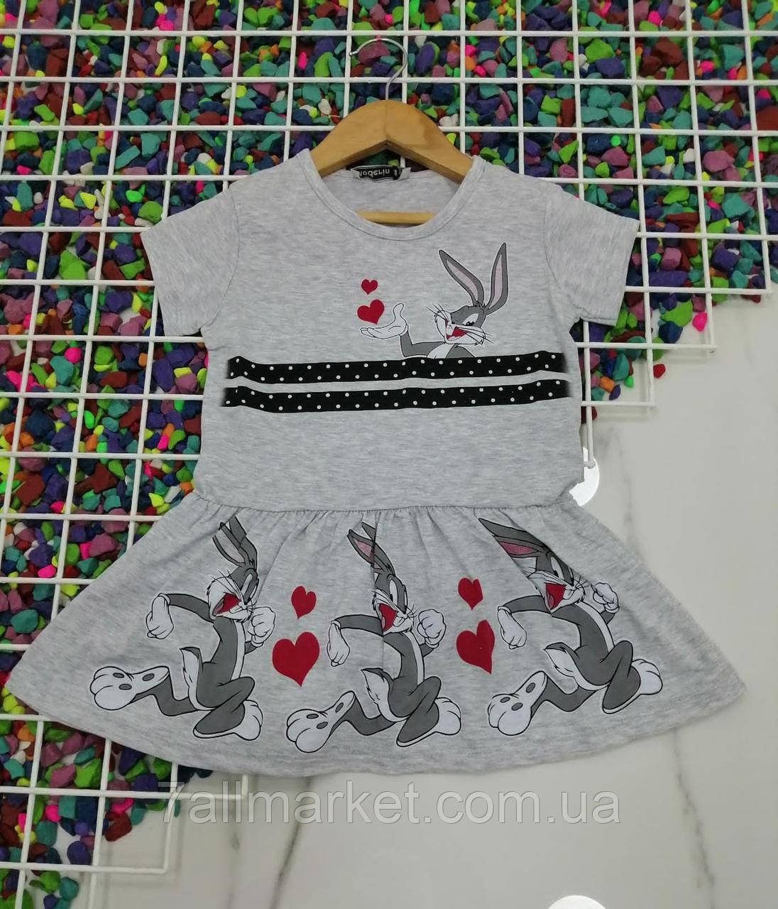 Плаття дитяче літнє з ЗАЙЧИКАМИ на дівчинку 2-5 років (5 кв) "PONI KIDS"купити недорого від прямого постачальника