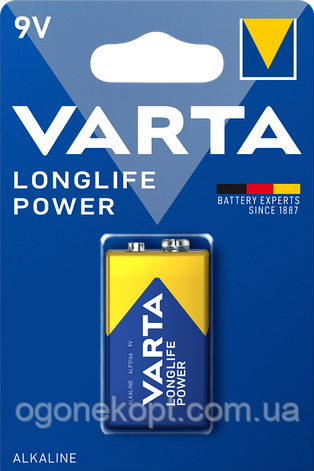 VARTA LR9V.6LR61.LongLife Power alkaline крона, фото 1