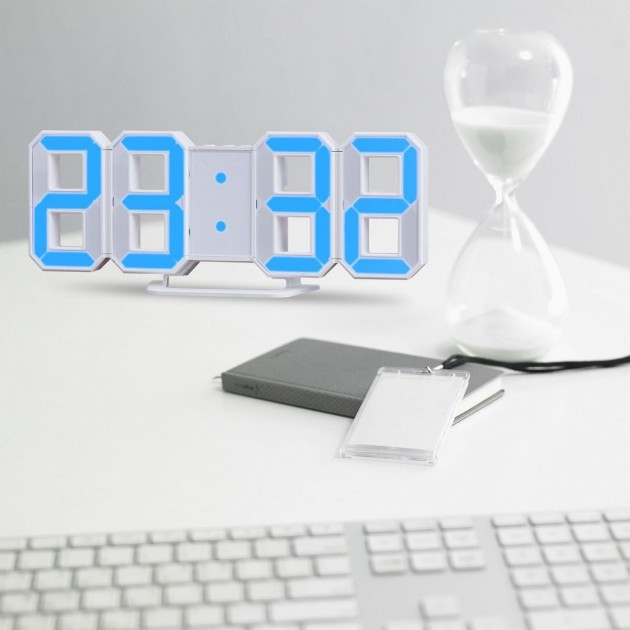 Електронний настільний Led-годинник із будильником 221 Синій