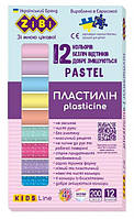 Пластилин* PASTEL * 12 кольорів (8 пастель + 4 глітер), KIDS Line