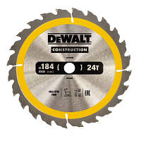 Диск пильный DeWALT CONSTRUCTION, 184 х 16 мм, 24z (ATB), 16 градусов (DT1939) - Топ Продаж!