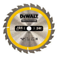 Диск пиляльний DeWALT CONSTRUCTION, 184 х 16 мм, 24z (ATB), 16 градусів (DT1939)