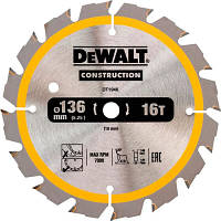 Диск пильный DeWALT СONSTRUCTION , 136 х 10, 16 z, АТВ, 20 градусов (DT1946) - Вища Якість та Гарантія!