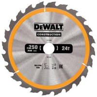 Диск пильный DeWALT СONSTRUCTION , 250 х 30 мм, 24 z, АТВ, 10 градусов, (DT1956) - Вища Якість та Гарантія!