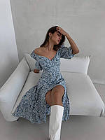 Женское летнее платье с красивым декальте Ткань: софт принт Размеры: 42-44; 46-48; 50-52