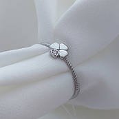 Каблучка срібна з квіткою та фіанітом тонка