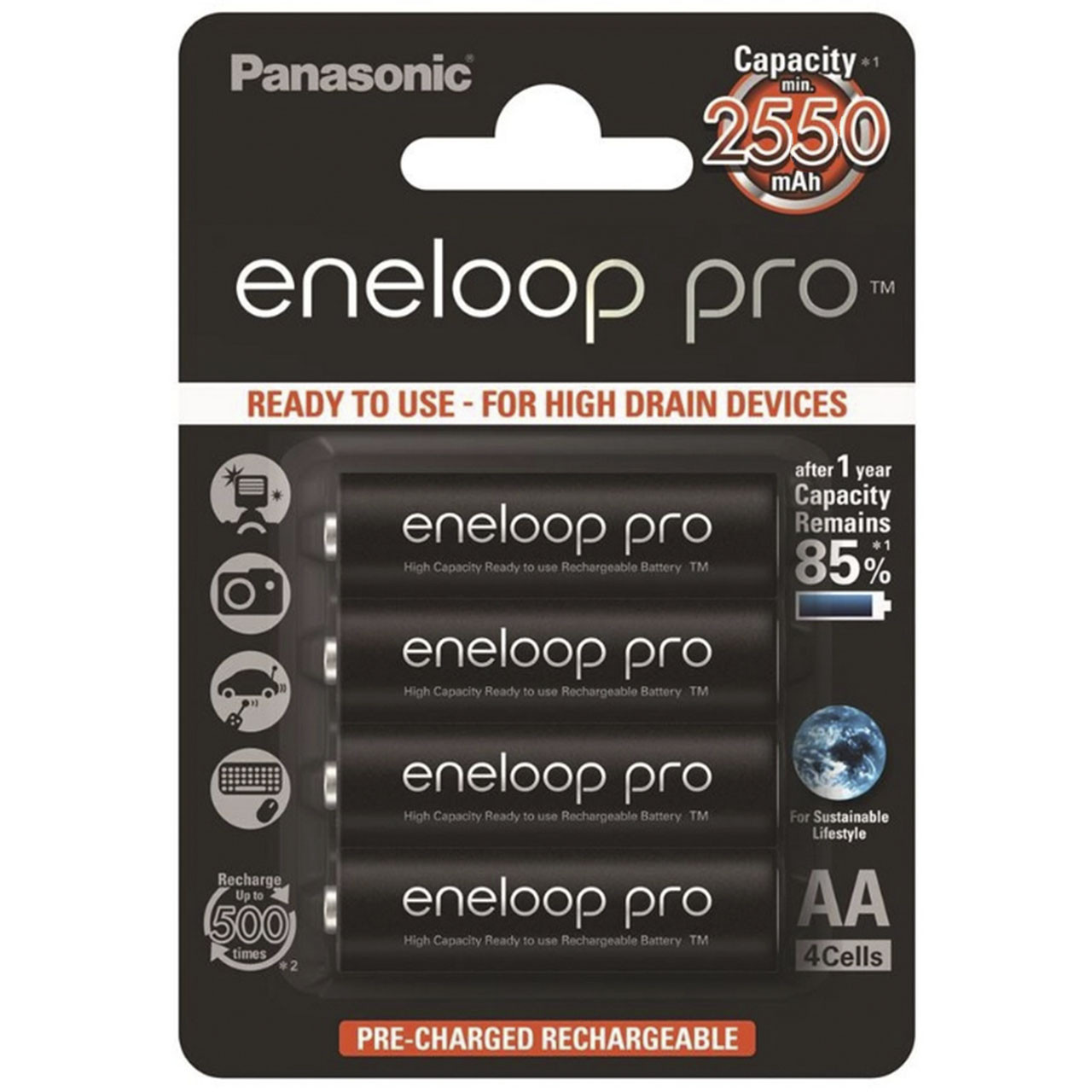 Акумулятори АА Panasonic Eneloop Pro 2550 mAh BK-3HCCE/4ВN 4 шт.