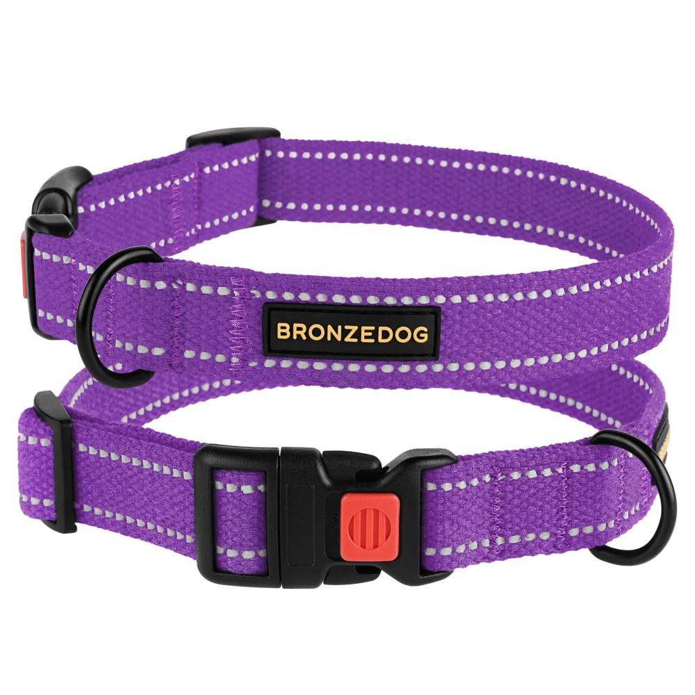 Нашийник для собак ТМ BronzeDog брезентовий фіолетовий обхват шиї 35-45см ширина 25мм L