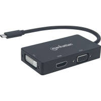 Концентратор Intracom USB3.1 Type-C to HDMI\/DVI-I\/VGA Black Manhattan (152983)