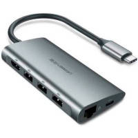 Концентратор Ugreen USB3.0 Type-C to USB 3.0x3\/HDMI\/RJ45\/SDTF\/PD CM121 (50538)