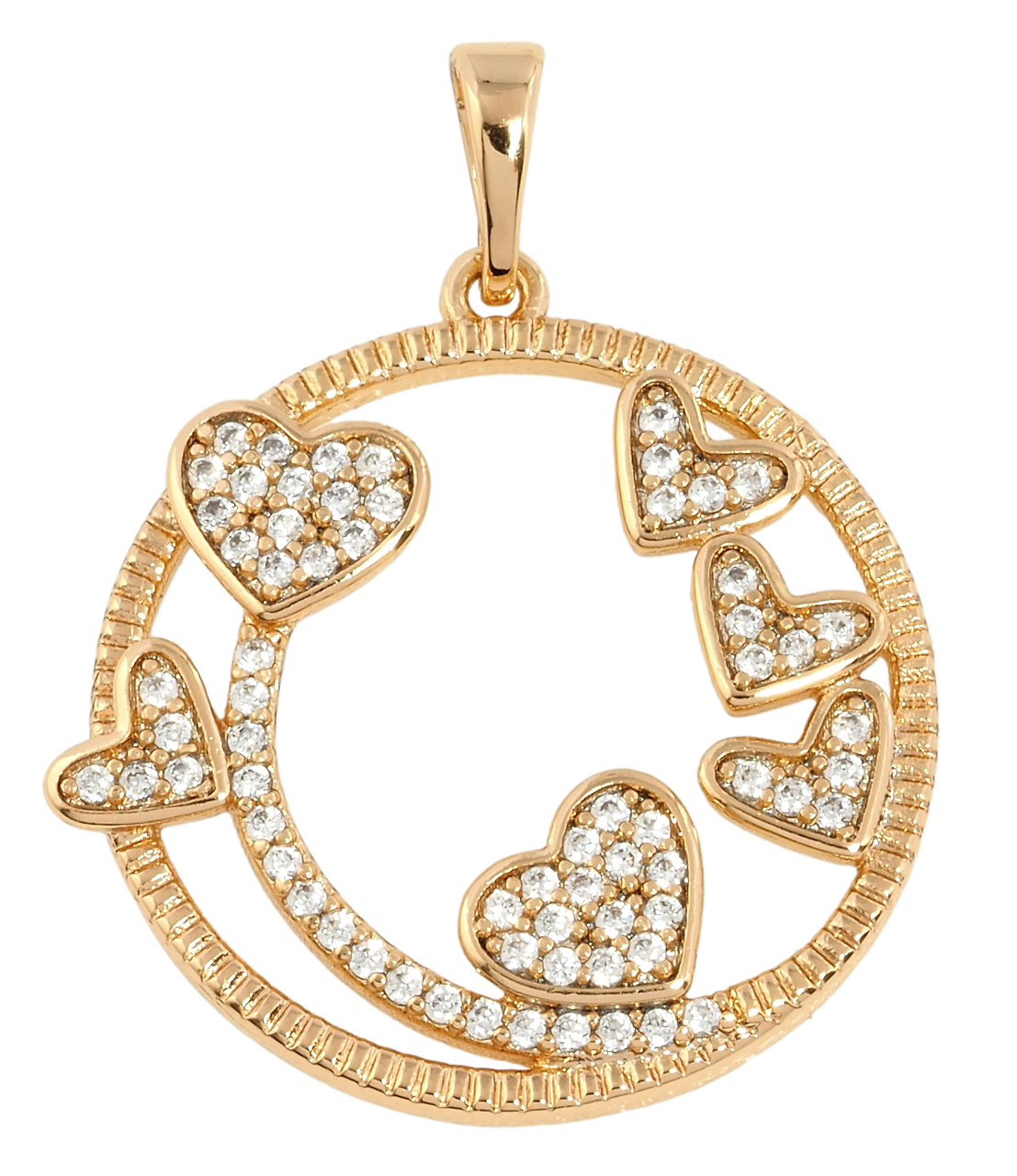 Кулон Xuping Позолота 18K "Серця з цирконієм" для ланцюжка до 5мм