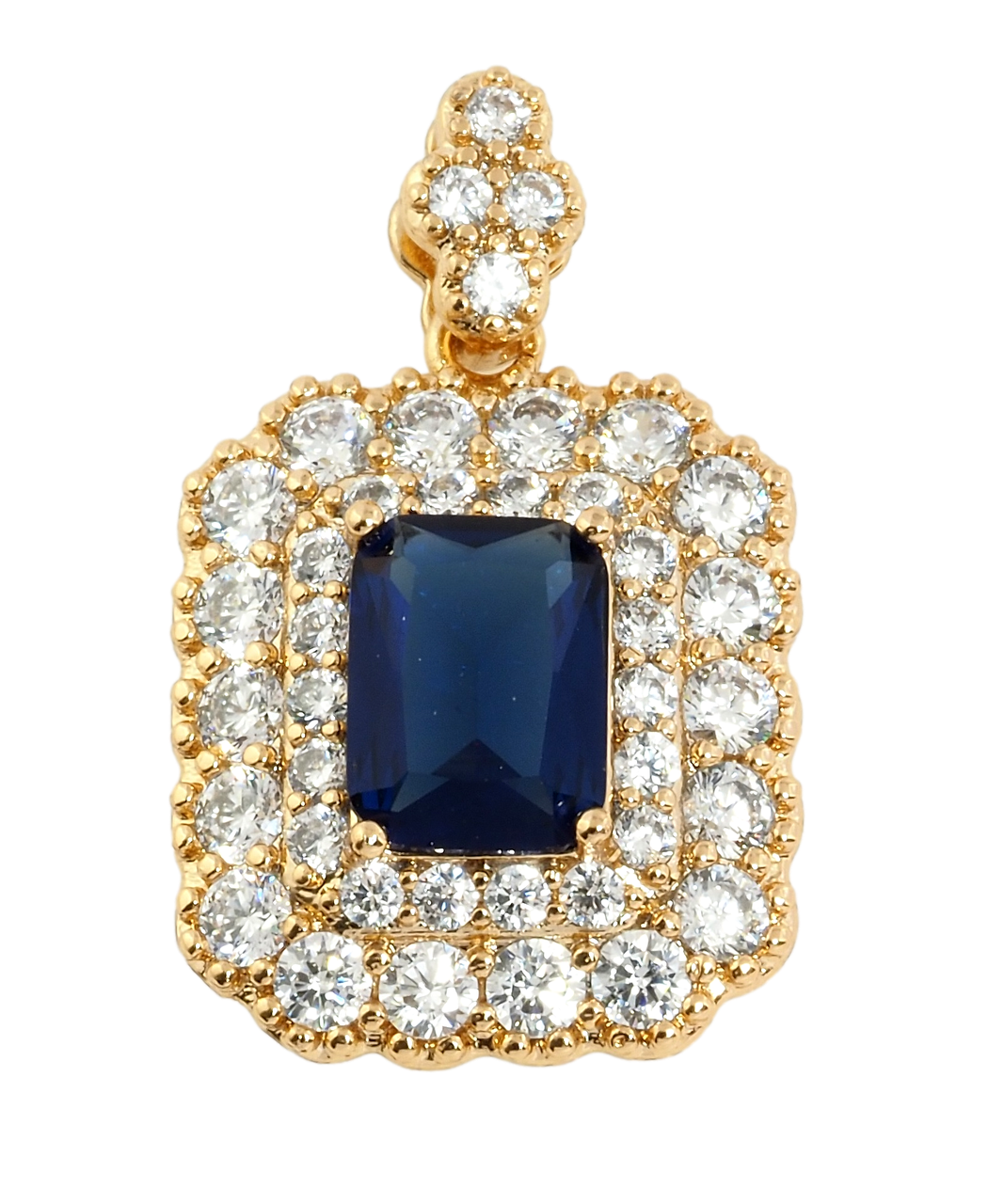 Кулон Xuping Позолота 18K "Синій фіаніт в обрамленні цирконію" для ланцюжка до 2мм