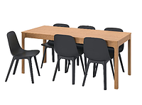 EKEDALEN/ODGER Стол и 6 стульев, дуб/антрацит,120/180 см, 594.830.20