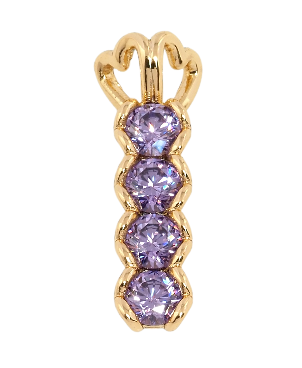 Кулон Xuping Позолота 18K "Доріжка бузкових фіанітів у романтичній оправі" для ланцюжка до 4мм