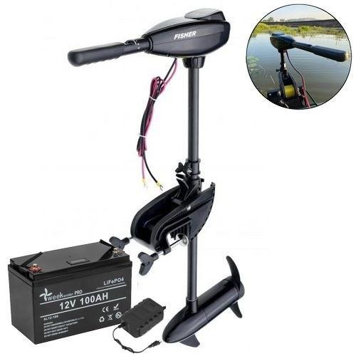 Електромотор для човна Fisher 46lbs; 12V. 100A/h Li-Feo4 АКБ. +З/У. Човновий електромотор Фішер;