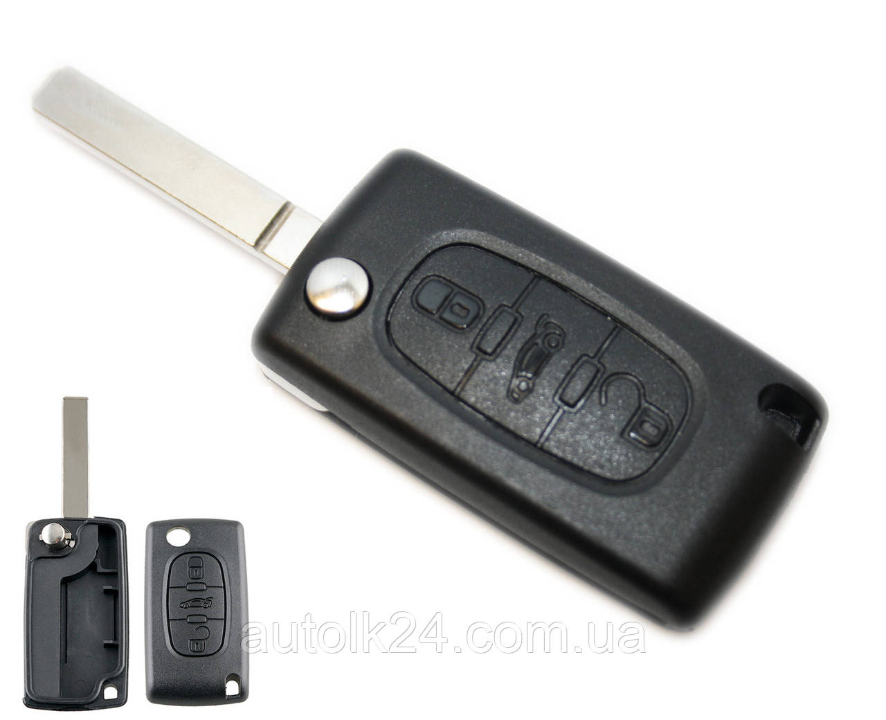 Корпус викидного ключа 3 кнопки Citroen (під батарейку на платі)