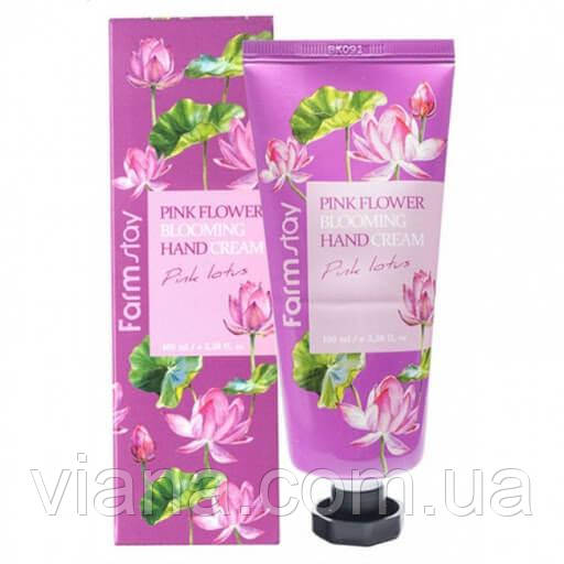 Крем для рук з екстрактом лотоса FarmStay Pink Flower Blooming Hand Cream Pink Lotus 100 мл