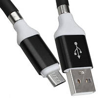 Шнур штекер USB А — штекер micro USB, магнітна змотка, 1 м, чорний