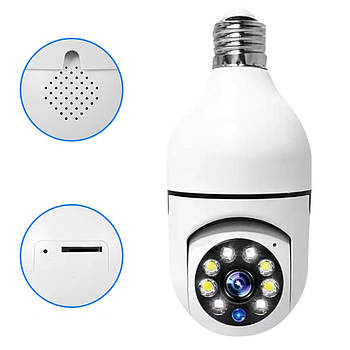 Wifi камера відеоспостереження в патрон, 2MP, Smart Camera / Поворотна камера з датчиком руху / IP камера