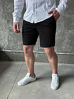 Мужские шорты хлопок летние классические J19 черные Бриджи короткие приталенные повседневные