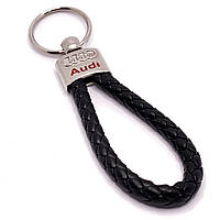 Значок Брелок Audi Ауди для ключей автомобиля Кожа Черный