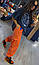 Жіночі штани карго з кишенями трикотажні вільні яскраві, розмір 42/46, 48/50, 50/52, жовтогарячі, блакитні, фото 3