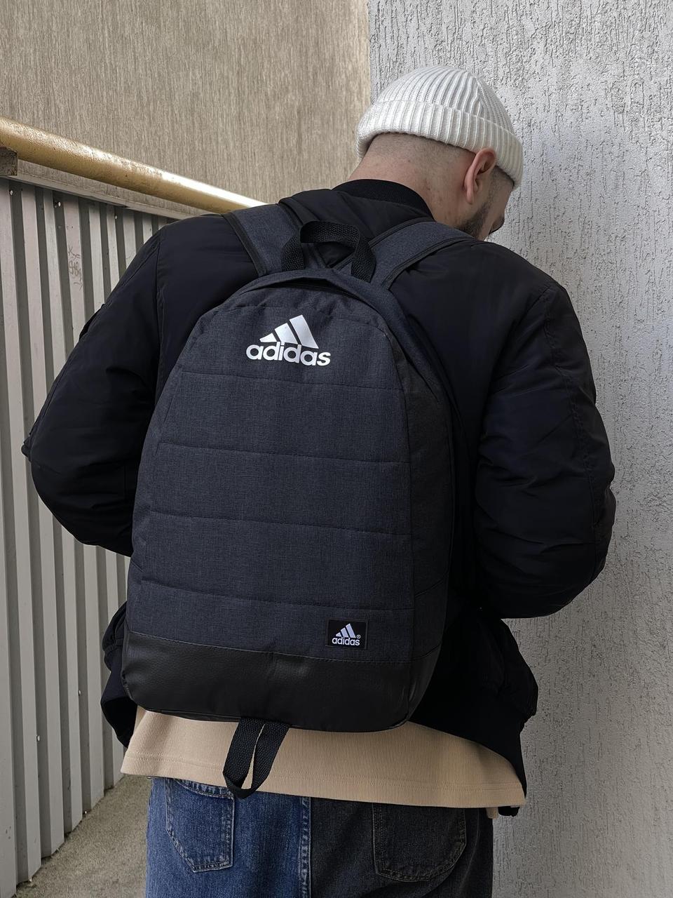 Чоловічий рюкзак Adidas Адідас темний меланж | Сірий чоловічий рюкзак