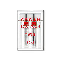 Иглы швейные двойные универсальные ORGAN TWIN №80/2 пластиковый бокс для бытовых швейных машин