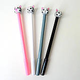 Ручка гелева дитяча з насадкою "котик" асорті синя, фото 3