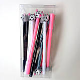 Ручка гелева дитяча з насадкою "котик" асорті синя, фото 4