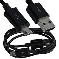 Шнур компьютерный, штекер USB А - штекер miсro USB (Samsung), long pin, 1м, чёрный