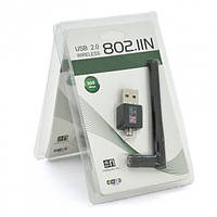 Бездротовий мережевий адаптер з антеною 10 см 2dbi Wi-Fi-usb Merlion lv-uw02-2Db,7601 802.11bgn,300Mb