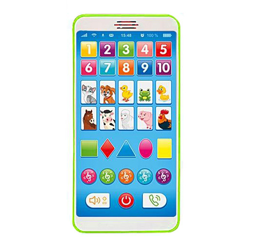 Развивающий говорящий музыкальный телефон Животные M3675, детский интерактивный обучающий смартфон салатовый - фото 3 - id-p1830209723