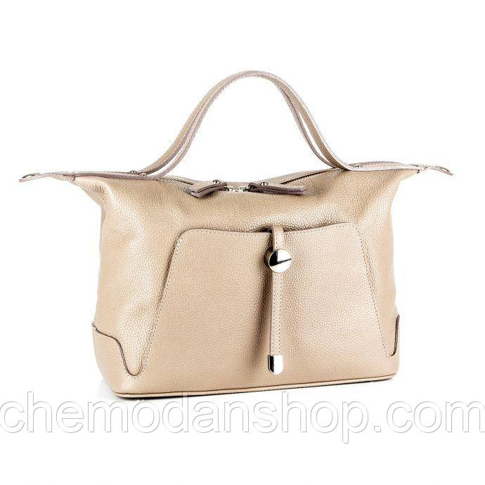 Стильна шкіряна сумка ASSA флотар беж 1168-2