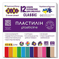 Пластилин * CLASSIC * 12 кольорів, KIDS Line ZB.