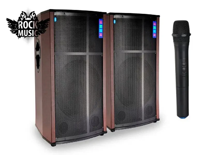 Акустичні колонки Rock Music 2х100 Вт 12 дюймів 72x42x38 см USB/SD/FM/BT/1MIC L/R RC-1200