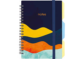 Блокнот с розділювачами В6 100 арк спіраль клітинка пластик обкл DESIGN 24