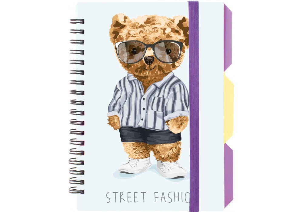 Блокнот с розділювачами В6 100 арк спіраль клітинка пластик обкл DESIGN 30, фото 1