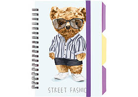 Блокнот с розділювачами В6 100 арк спіраль клітинка пластик обкл DESIGN 30