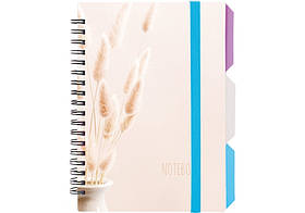 Блокнот с розділювачами В6 100 арк спіраль клітинка пластик обкл DESIGN 32