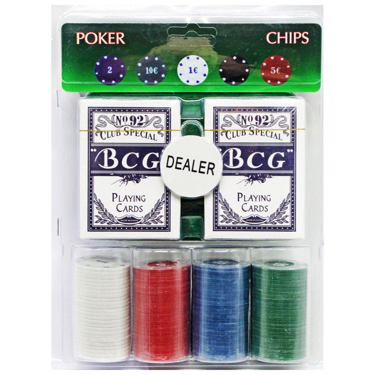 Набір для покера "Poker Chips" 2 колоди карток і набір ігрових фішок 100 шт (424)