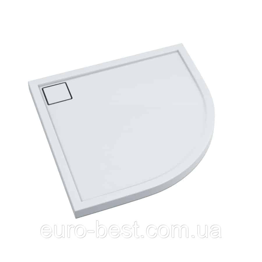 Душовий піддон напівкруглий Schedpol Omega 80x80 Stonicryl білий 3.0459, фото 1