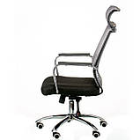 Крісло офісне Amazing black сіра спинка-сітка із широким підголівником, фото 6