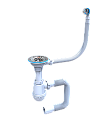Сифон «Лотос-Мийка BIG - CERAMICS» для керамічних мийок з нержавіючим переливом та гнучкою трубою (MC-02)