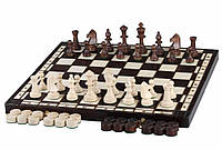 Набор настольных игр Madon 2 в 1 шахматы, шашки деревяные 35 х 35 см, в футляре (MD165A)