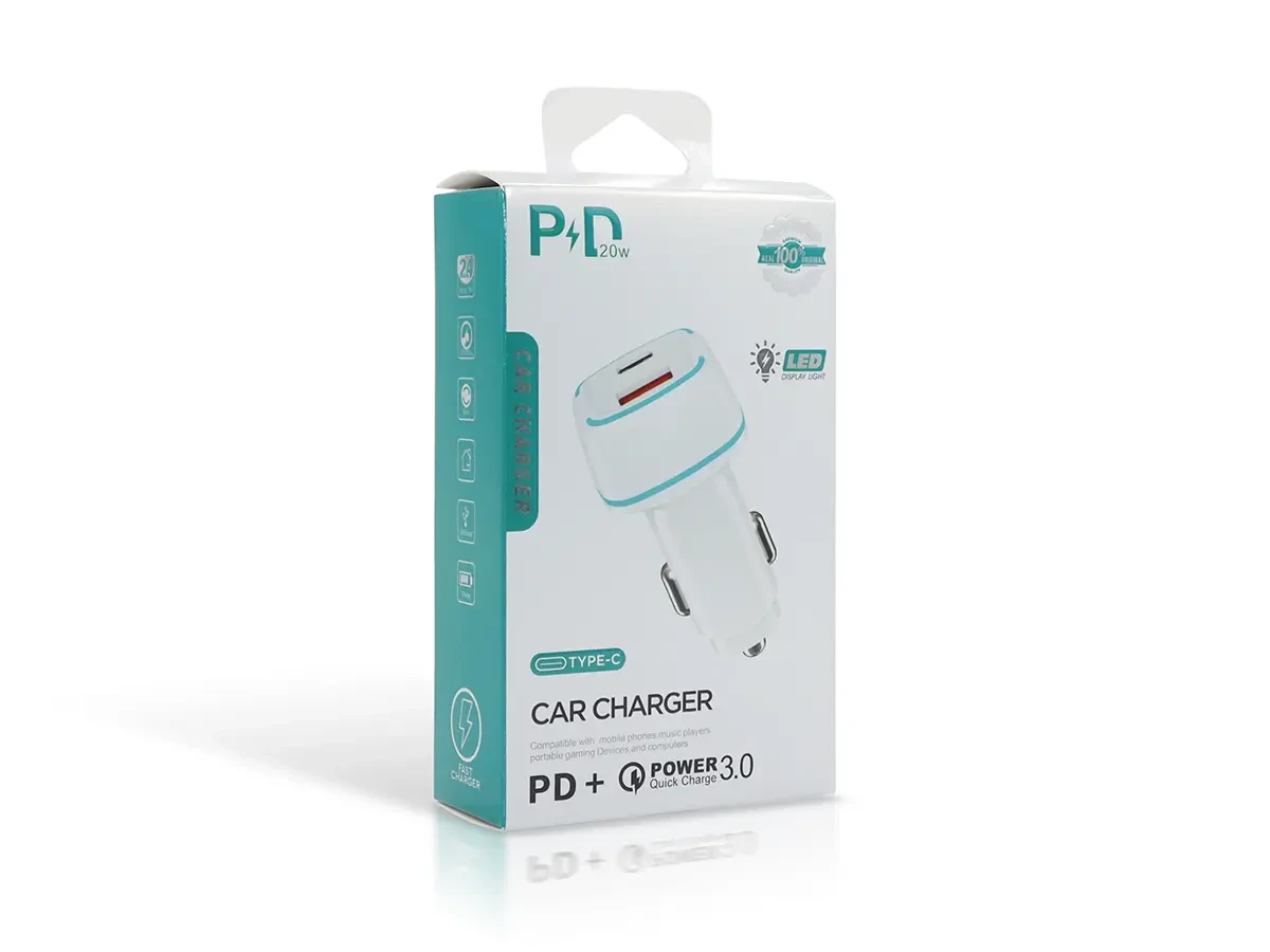 Зарядний пристрій 12В 3,0А 20Вт QC3.0 USBx1 Type-Cx1 YY-C01 250шт 7332